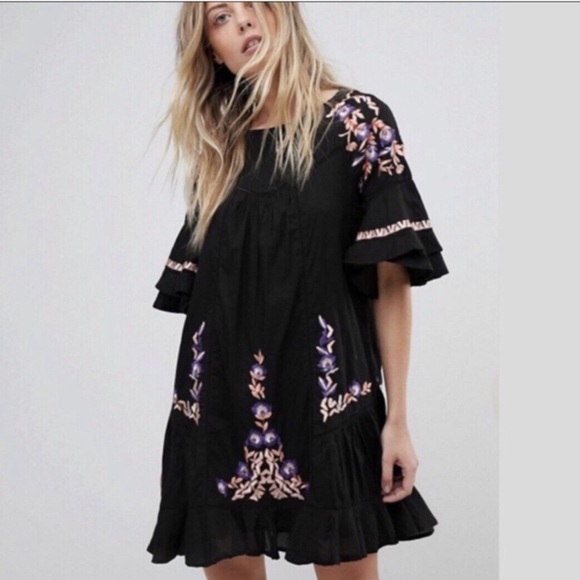 Free People Dresses & Skirts - New Free People Black Embroidered Dress